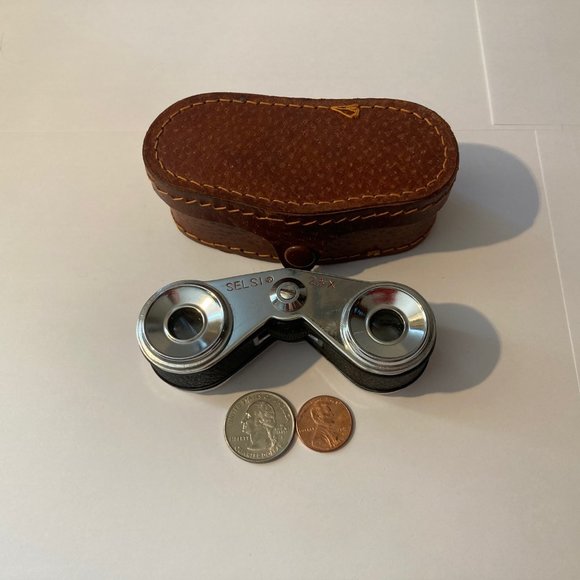 Vintage Set of Black Metal and Leather Opera Glass - Picture 6 of 6